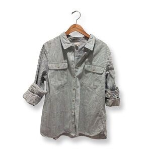 L.L. Bean | Blue and White Striped Heavyweight Button Up